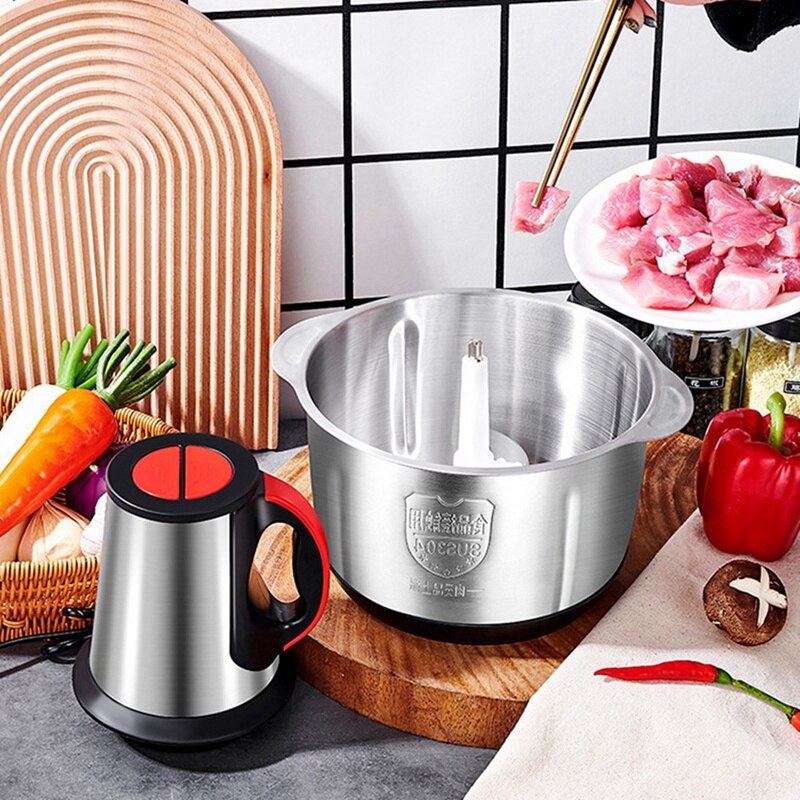 Tod-Food Processor 4L Rvs Elektrische Vleesmolen Blender Mixer Machine Voor Fruit Vlees Knoflook Noten, eu Plug