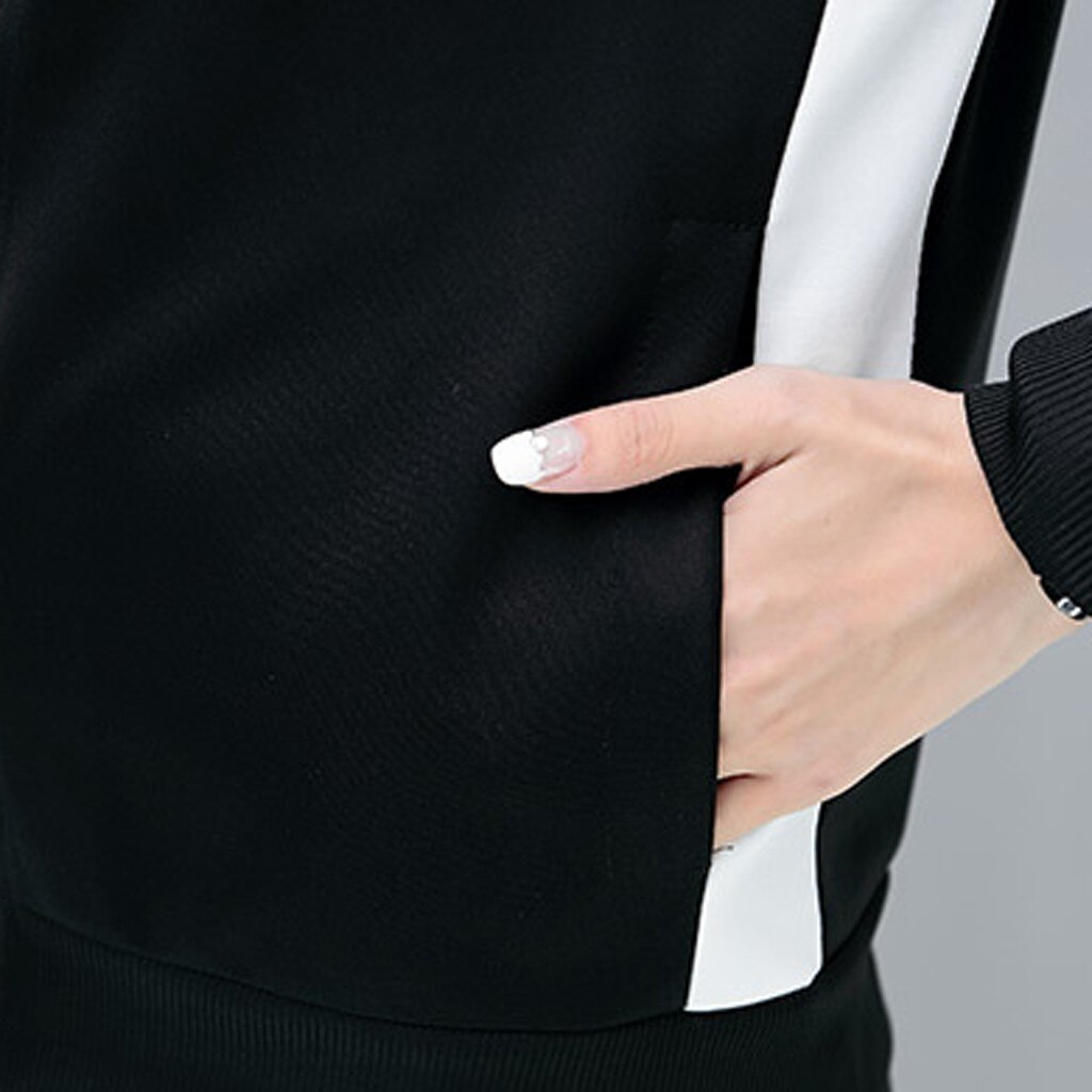 Traje casual de mujer ropa deportiva de manga larga dividida conjunto de 2 piezas pantalones largos traje de chándal Casual de mujer ropa deportiva # D