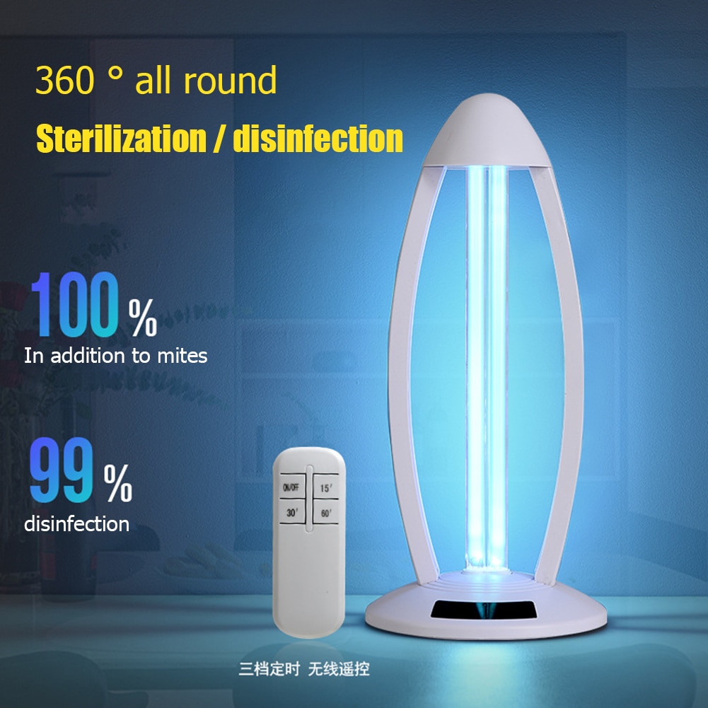 38W Portable UVC Ozone Sterilizer Lamp Remote Control Disinfection Light Ultraviolet Disinfection Germicidal Light