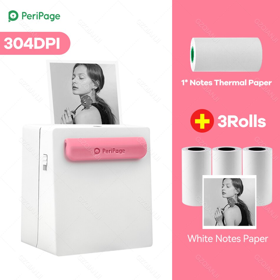 Peripage Mini Pocket Printer Draadloze Thermische Photo Printer Labels Android Iphone Kids A8 Navidad Regalos Impresora: PK add 3 White Paper