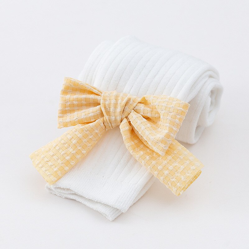 Doce cor sólida bowknot collants do bebê outono inverno quente criança leggings princesa macio respirável criança menina meia-calça: white