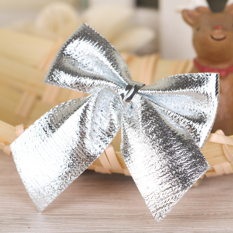 12 st/lot rosetter till julgran guld silver röda färger jul hem fest dekoration års rosett xmas rosetter: Silver-