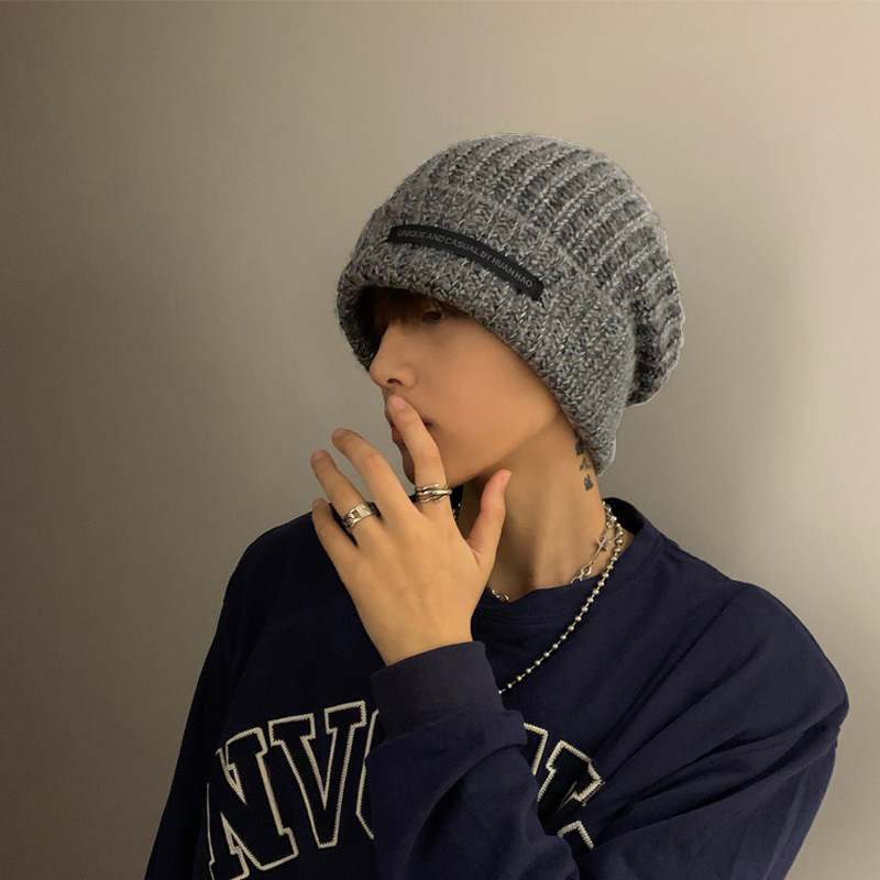 2023 degli uomini alla moda autunno e inverno cappelli lavorati a maglia di grandi dimensioni caldo freddo berretto cappello allentato grande testa articoli cappello di lavoro a maglia per gli uomini