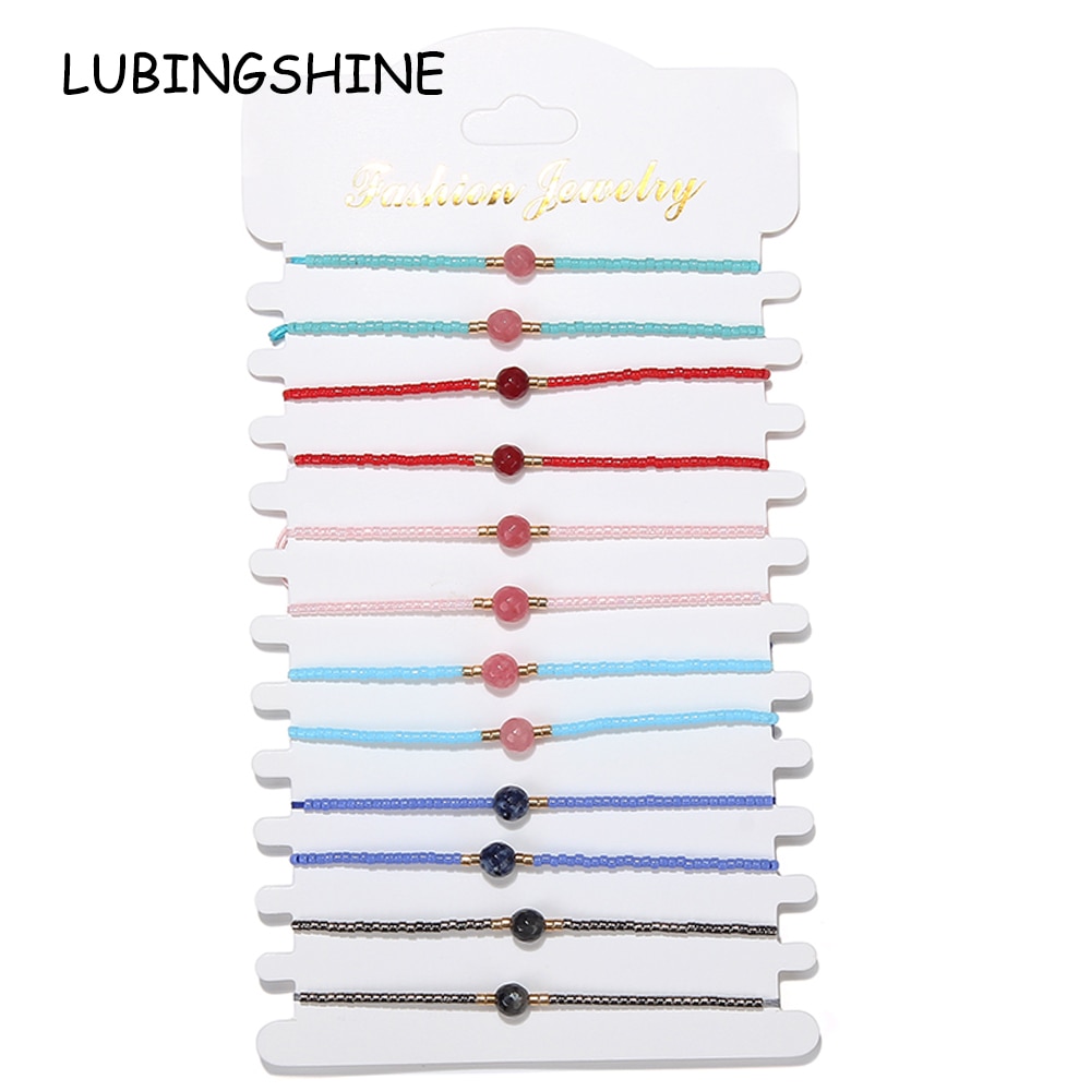 12 pièces/lot Boho graine perle breloques tressé Bracelet pour femmes enfant réglable corde chaîne Yoga cheville bijoux