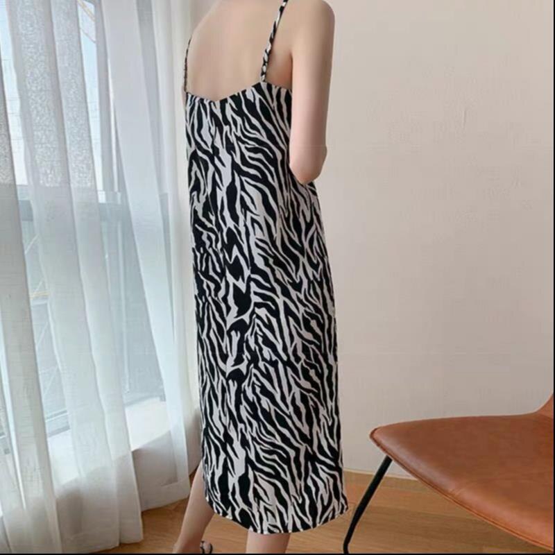 Nachthemden Vrouwen Sexy Nachtkleding Mouwloze Leopard Casual Losse Chic Zomer Lange Stijl Ins Harajuku Koreaanse Mode Comfort