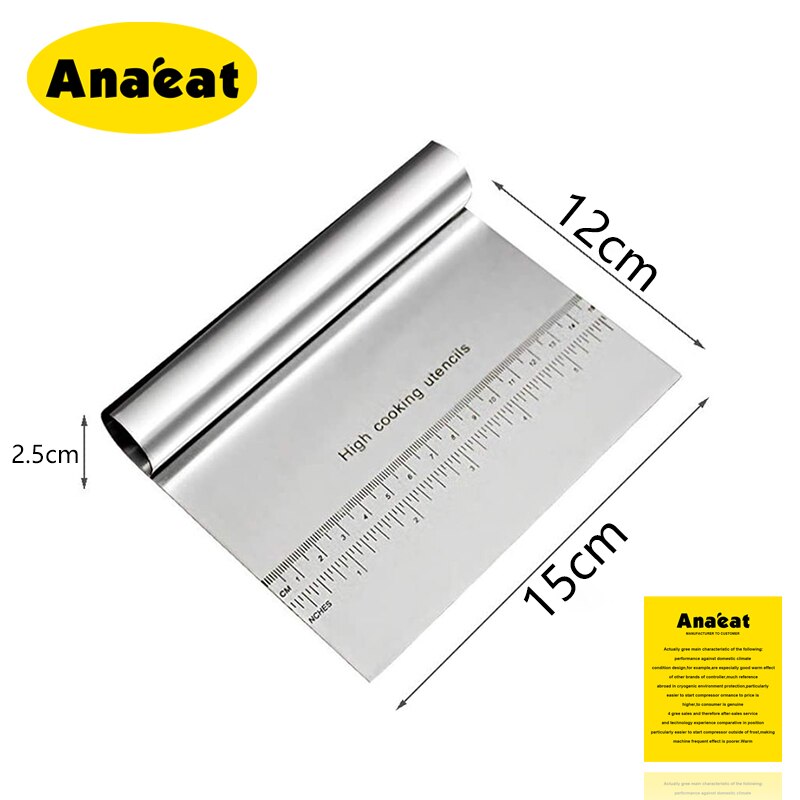 ANAEAT 1pc Stainless Steel Smoother Cake Scraper spatula Pizza Dough Cutter Flour Pastry scraper Cake Decoration Tool
