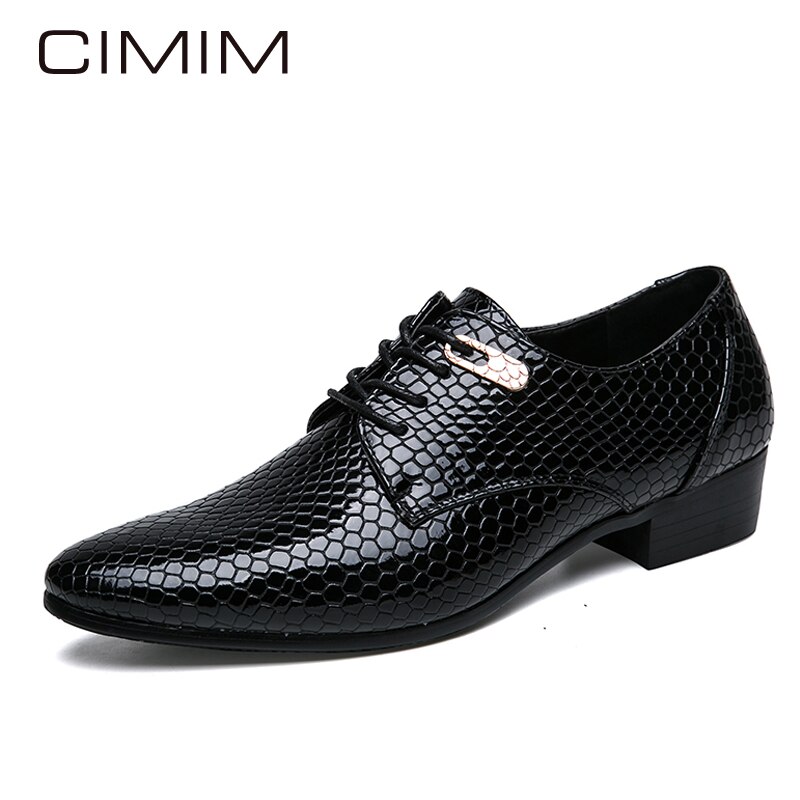 CIMIM Brand Men Pointed Toe Dress Shoes Snake Leather Shoes Men Business Office Casual Shoes Big Size Formal Men Wedding Shoes