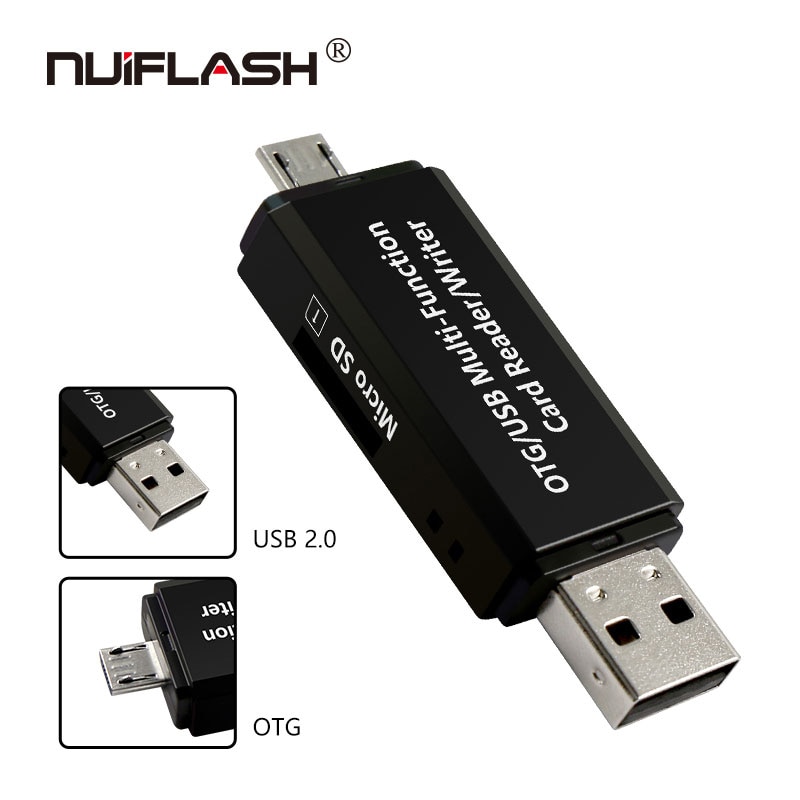 Micro usb & usb 2 in 1 otg kortlæser højhastigheds usb 2.0 universel otg tf/sd til android computerudvidelsesoverskrifter