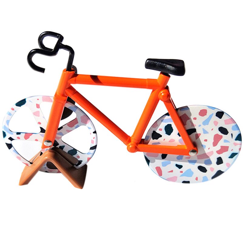 Pizza cutter rustfrit stål cykel form rundt to hjul pizza cutter cykel pizza værktøj: Trykning