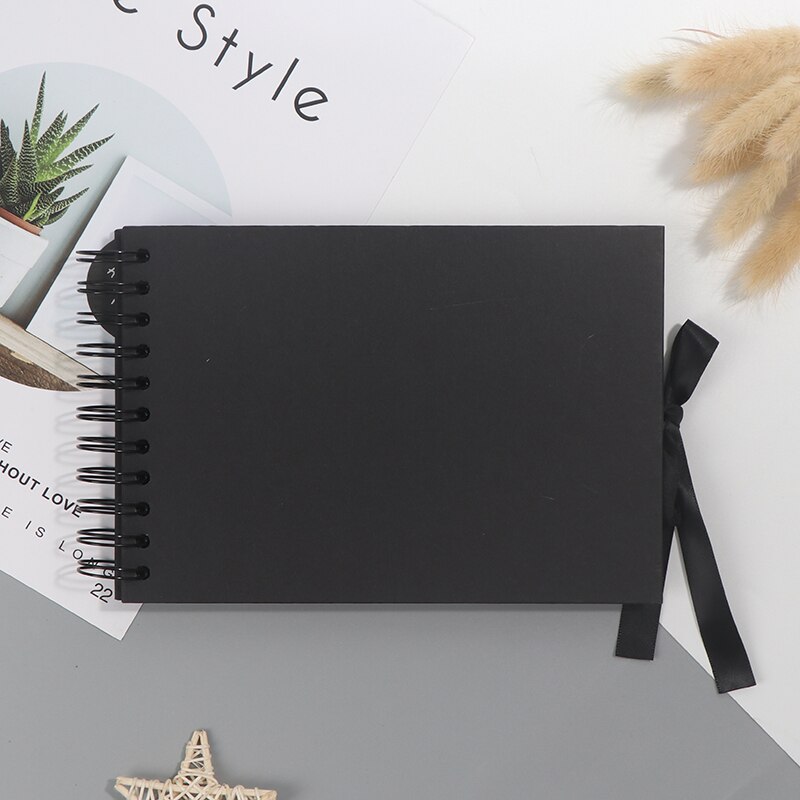 Album Photo pour enfants, 60 Pages noires, Scrapbooking, souvenirs, A4, papier artisanal, 12 feutres marqueurs, d&#39;anniversaire, mariage, bricolage: Black