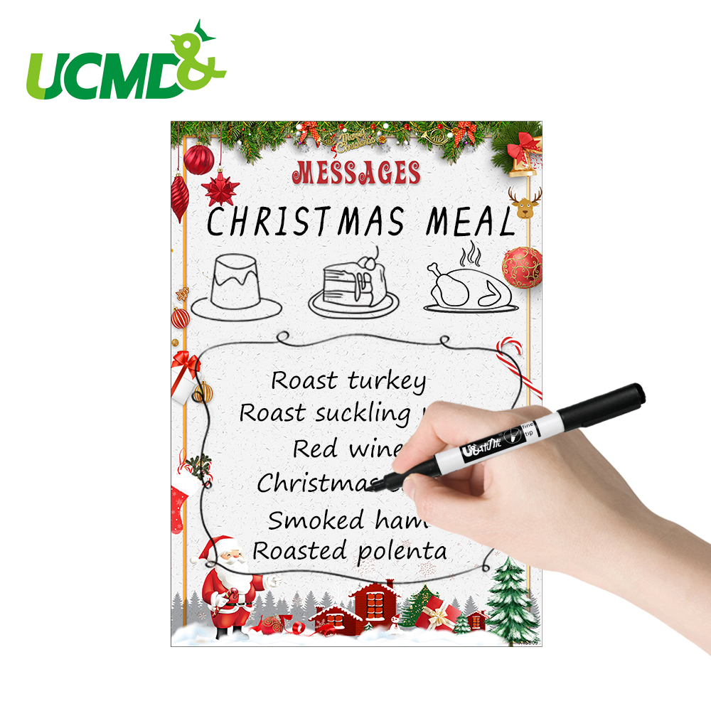 A4 Magnetic Whiteboard Fridge Magnets Dry Wipe Writing Record Message Board Remind Memo Plan Sheet Christmas Decor Sticker