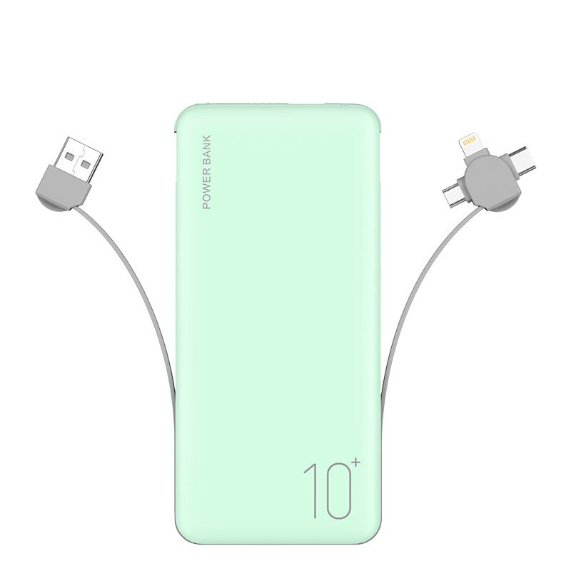 10000Mah Slim Power Bank Externe Batterij Draagbare Oplader Opladen Snelle 2A Met Kabel Powerbanktrust Bank Telefoon Batterij