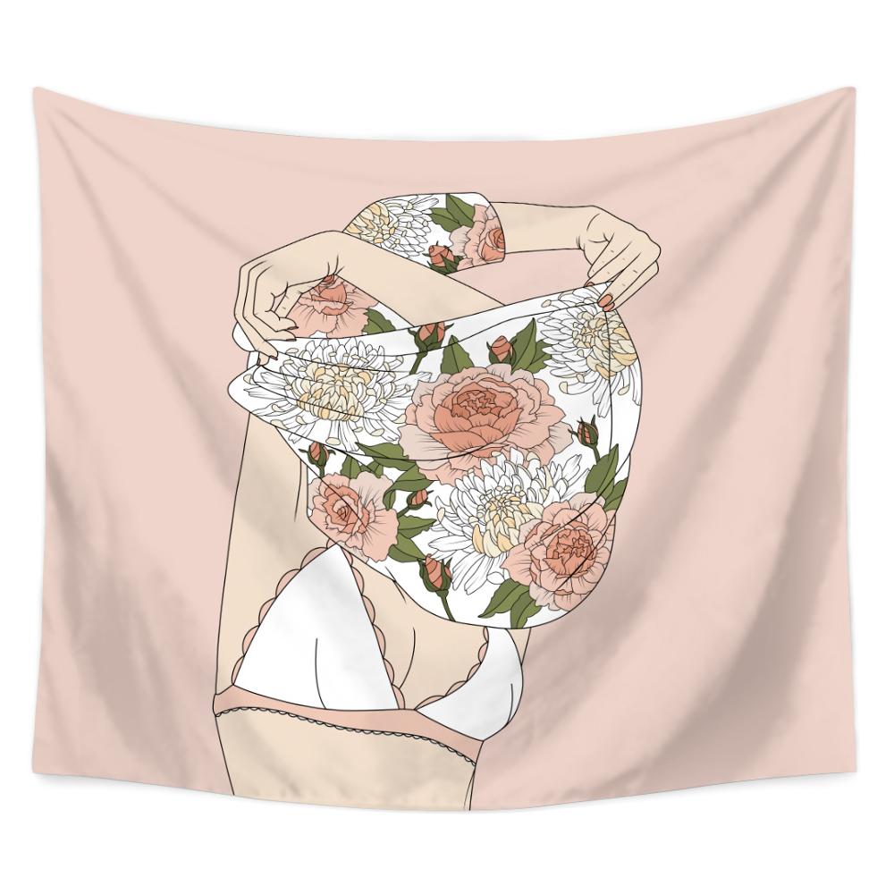 Psykedelisk gobelin blomst kvinder vægophæng print polyester stof strandmåtte boheme dekoration indretning hippie gobeliner: 5 / 1500 x 1300mm