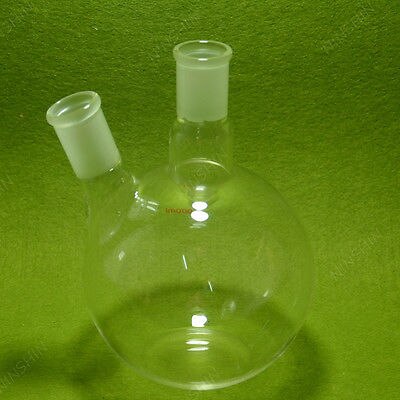 Platte Bodem Kolf, 1000 ML, 2 Hals, 24/40, Twee Hals, lab Glaswerk 24/40