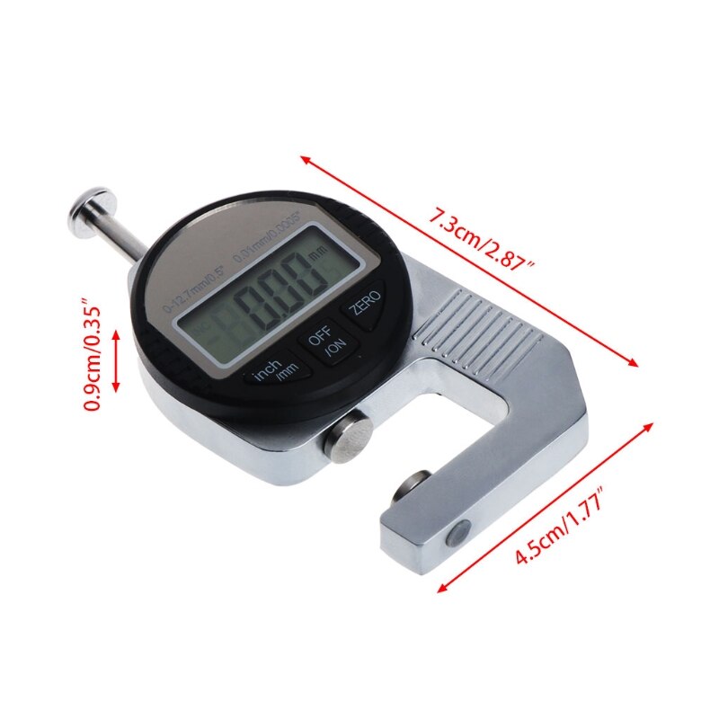 0.01MM LCD Digital Thickness Gauge Thickness Measuring Tool Paper Leather Cloth Thickness Gauge Range 0-12.7mm Micrometer