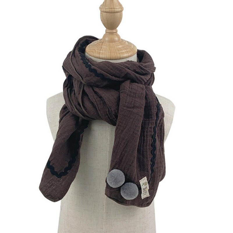 Høst vinter ensfarget bomull lin barneskjerf varmt takrenne jenter smekker matchende enkel pustende komfortabel baby  c83: Kaffe