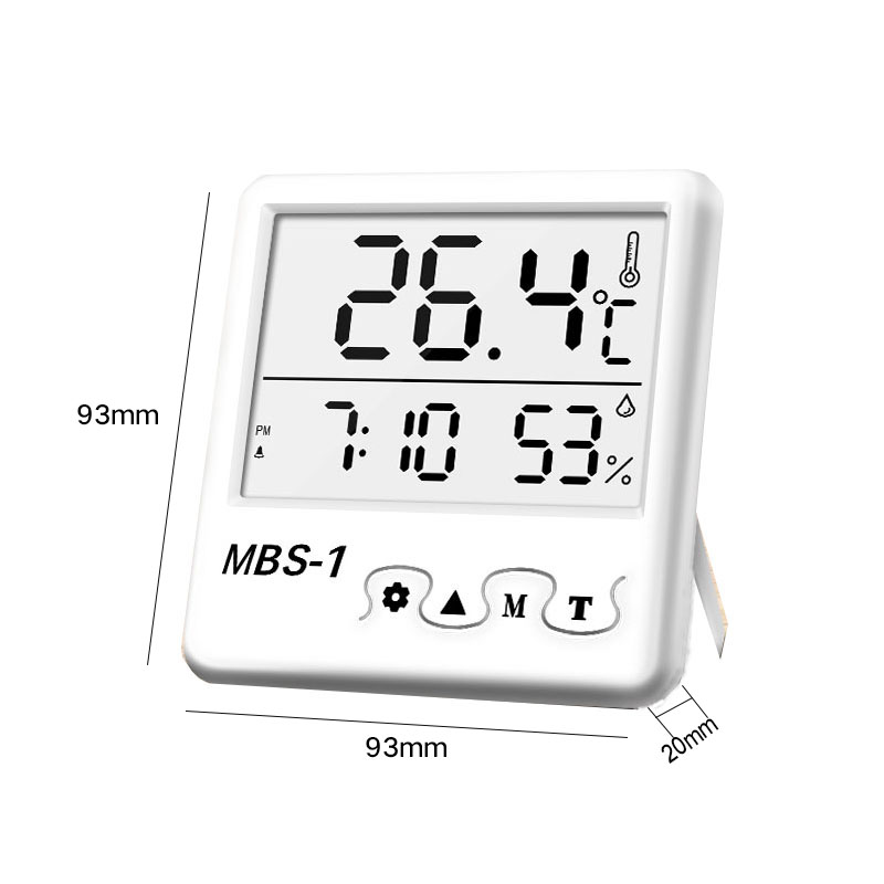 TECLASER Digital Weather Station Indoor Room Hygrometer Clock Thermometer Large Screen Temperature Humidity Meter MBS1