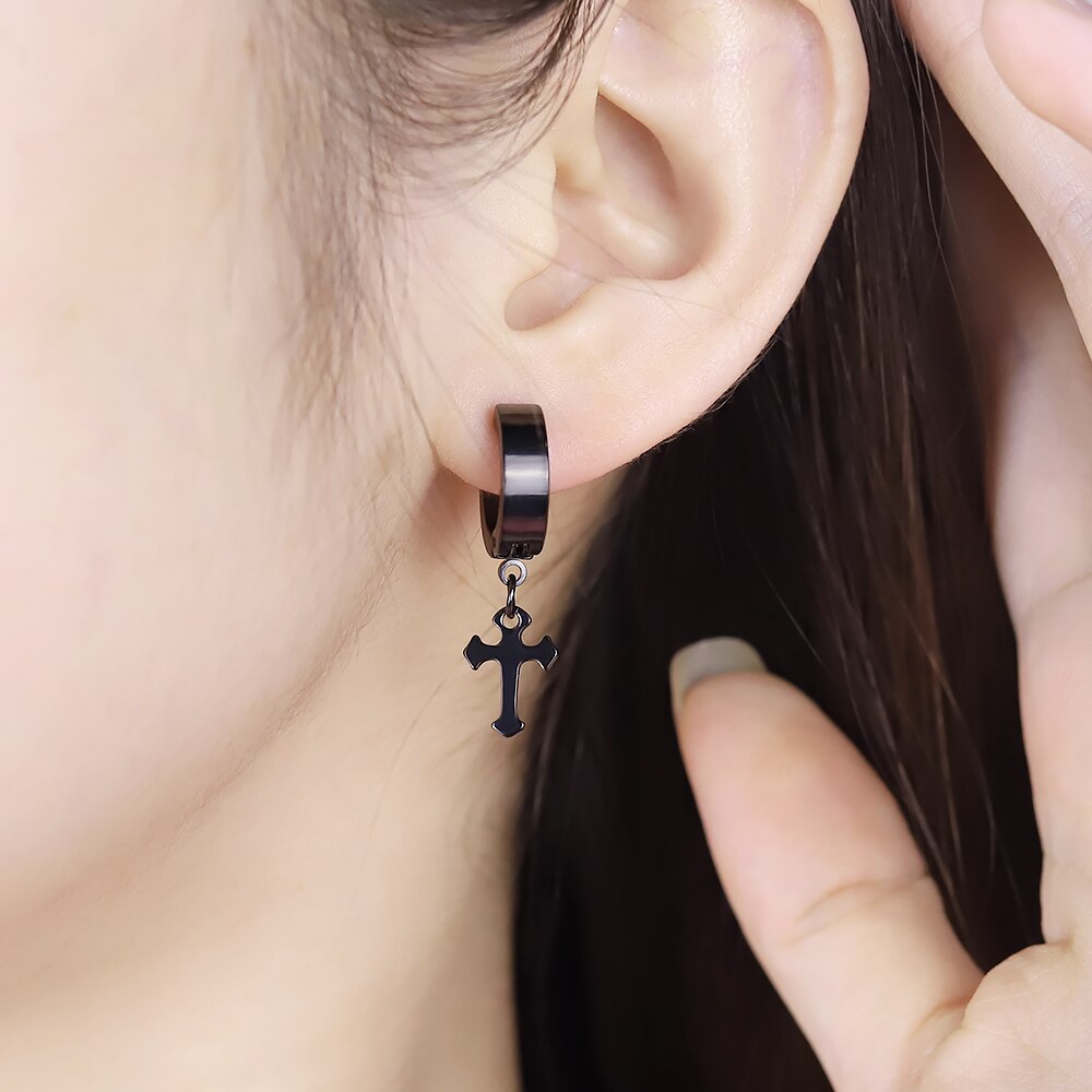 Pendientes joyería Punk estilo hip hop/Rock Cross para mujer y niña, joyería de amistad
