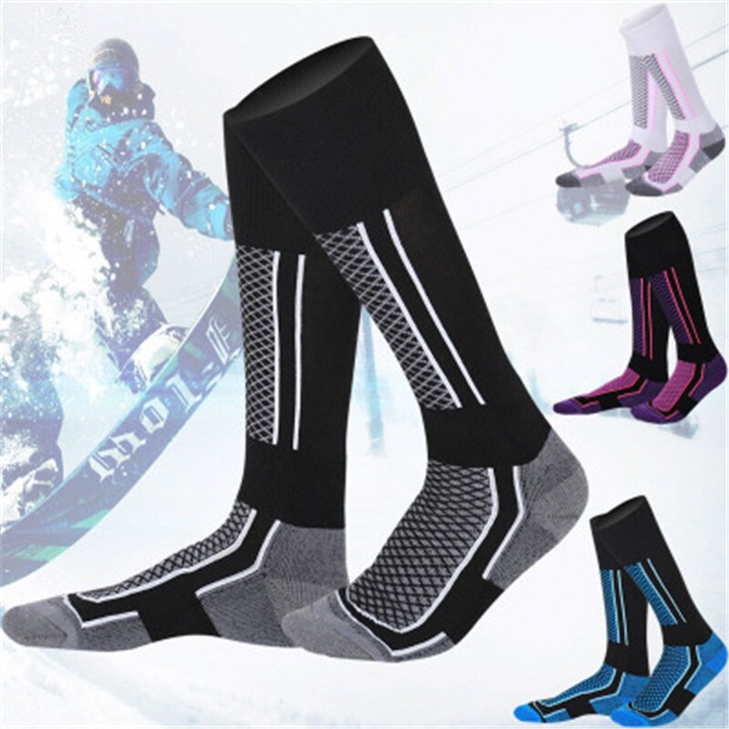 1 Paar Skiën Sokken Winter Outdoor Running Fietsen Hoge Elastische Sok Dikker Thermische Vissen Sport Accessoire Mannen Vrouwen