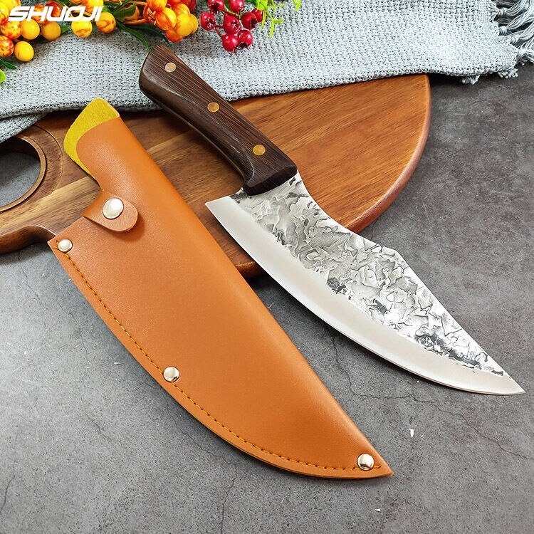 Forge Boning Knife Japanese Full Tang Handle Knife Handmade Steel Kitchen Boning Knives Chef Slicing Utility Santoku Cleaver