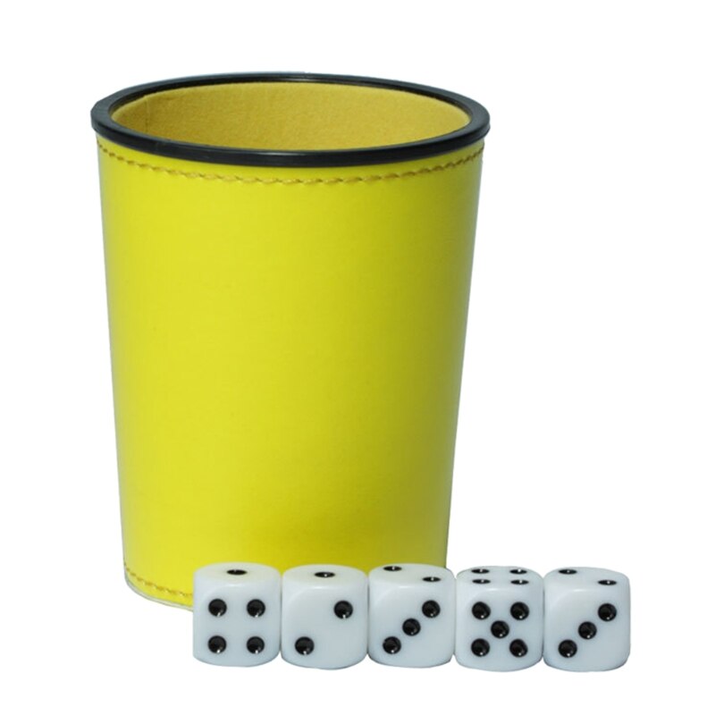 Leather PU Dice Cup Party Board Game Bar KTV Entertainment Dice Box with Dices and Brand: Y