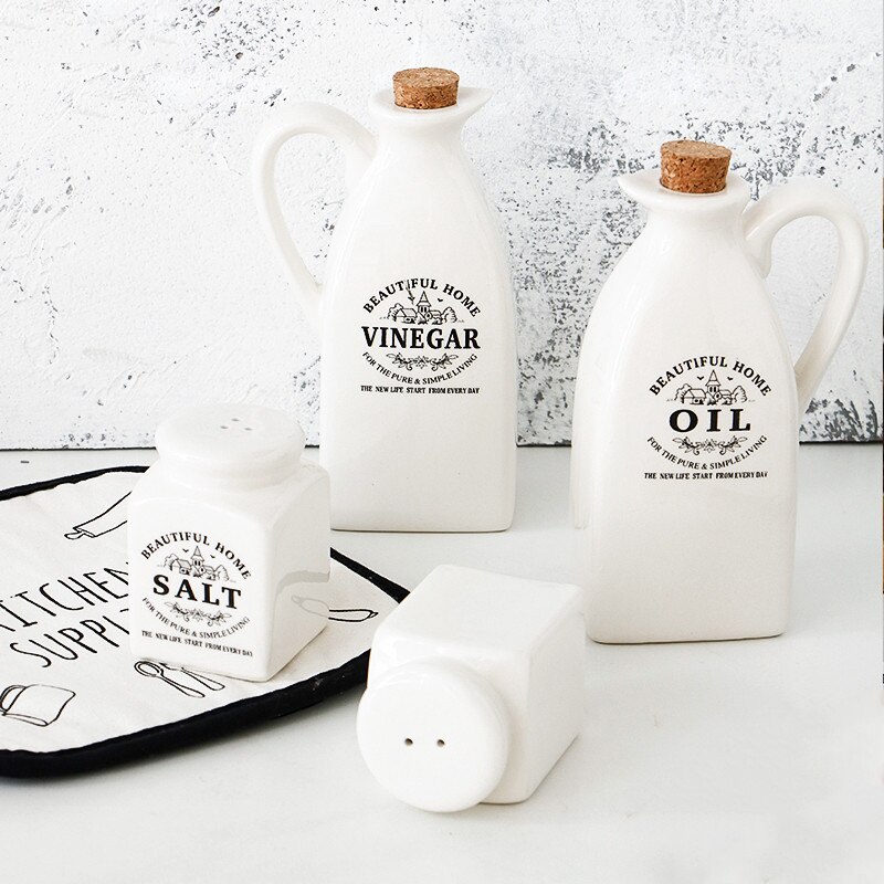 Juego de 4 unidades de recipientes de cerámica para alimentos, botellas de especias, condimentos, tarros de cocina, botellas de aceite vinagre Vintage japonés, para Bar, decoración del hogar