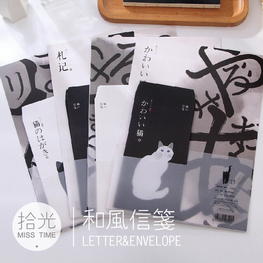 9 stks/set 3 enveloppen + 6 schrijftafeltje papier Leuke Kat Papier Envelop Voor Koreaanse Briefpapier