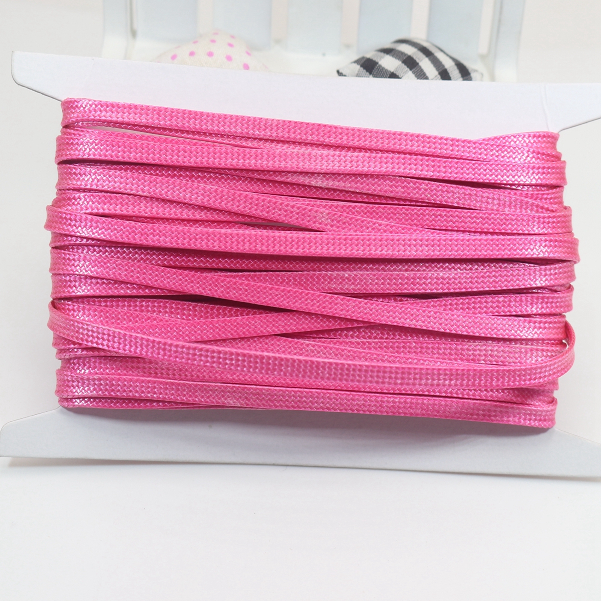 11 Yards FLAT 4mm Korean Waxed Textured Cord Craft Lace String Thread Various: Neon Hot Pink