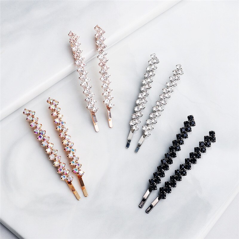 SHUANGR Kristall Strass Luxus Haar Clip Headwear Für Frauen Mädchen Hairgrip Haarnadel Haar Styling Zubehör 2 teile/satz