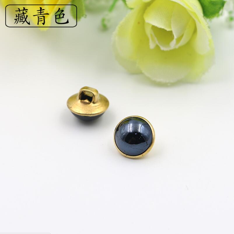 20 stuks 10mm mix kleuren koperen schachtneuzen knoop naaiknopen voor kleding dames overhemdknopen ronde oogbol decoratieve gespen: Marineblauw