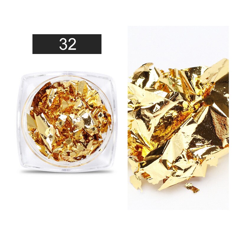 1 æske guld/sølv folie farverige bronze klistermærker nail art metal folie fuld dækning negle transfer papir dekoration diy: 29