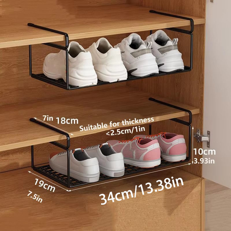 1/2pcs Layered Shoe Rack Home Dorm Office Shoe Cabinet Partition Artifact Space Saving Shoe Storage Shelf: DARK GRAY