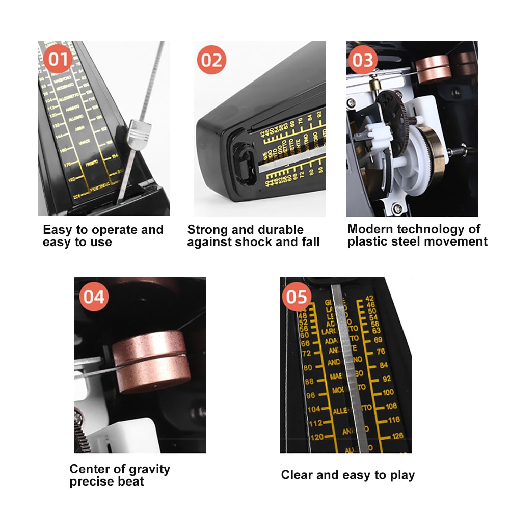 -Retro Piano Mechanical Metronome Antique Metronome Pendulum Mecanico Wood Color For Universal Piano Guitar Violin Musical