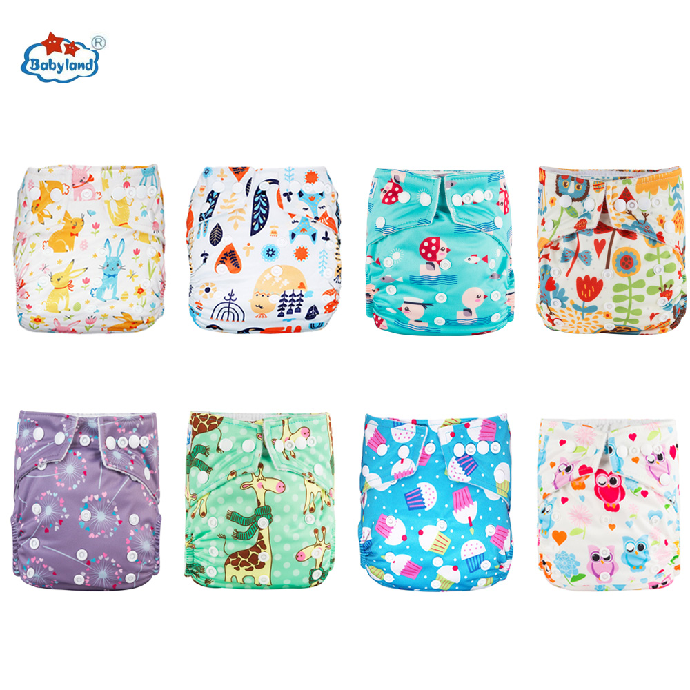Babyland Umweltfreundliche Baby Tuch Windeln 8 teile/los Baby Windel Drucke Mehrweg Tasche Windel Für Baby 0-2 jahre/3-15KG: Girl C 8pcs