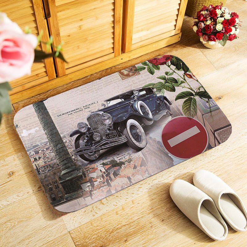 40 x 60cm buitendeurmat, klein vloerkleed voor slaapkamer, keuken, hal, deurmat, antislip, retro, europa, parijs, schilderachtig: Mu 240