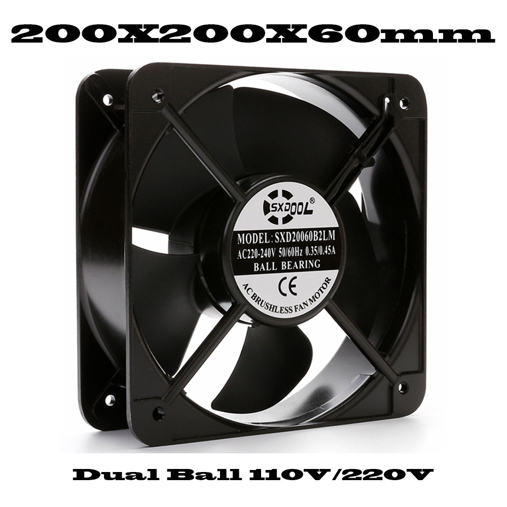 AC 110V 115V 220V 230V 80mm 92mm 110mm 120mm 150mm 172mm 200mm Industrial Case Cabinets Cooling Fan Dual Ball Bearing 2 Wire