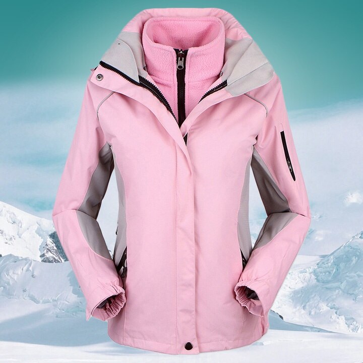 Veste de neige 2 en 1 pour femme, manteau imperméable, coupe-vent, pour l'extérieur, escalade, randonnée, hiver: Rose / M