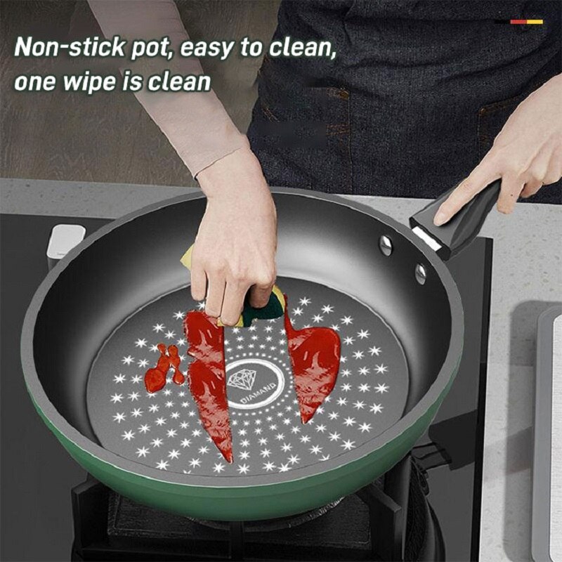 Smokeless kitchen wok 28cm honeycomb non-stick pan stainless steel wok anti-scalding handle with lid kitchen antibacterial wok