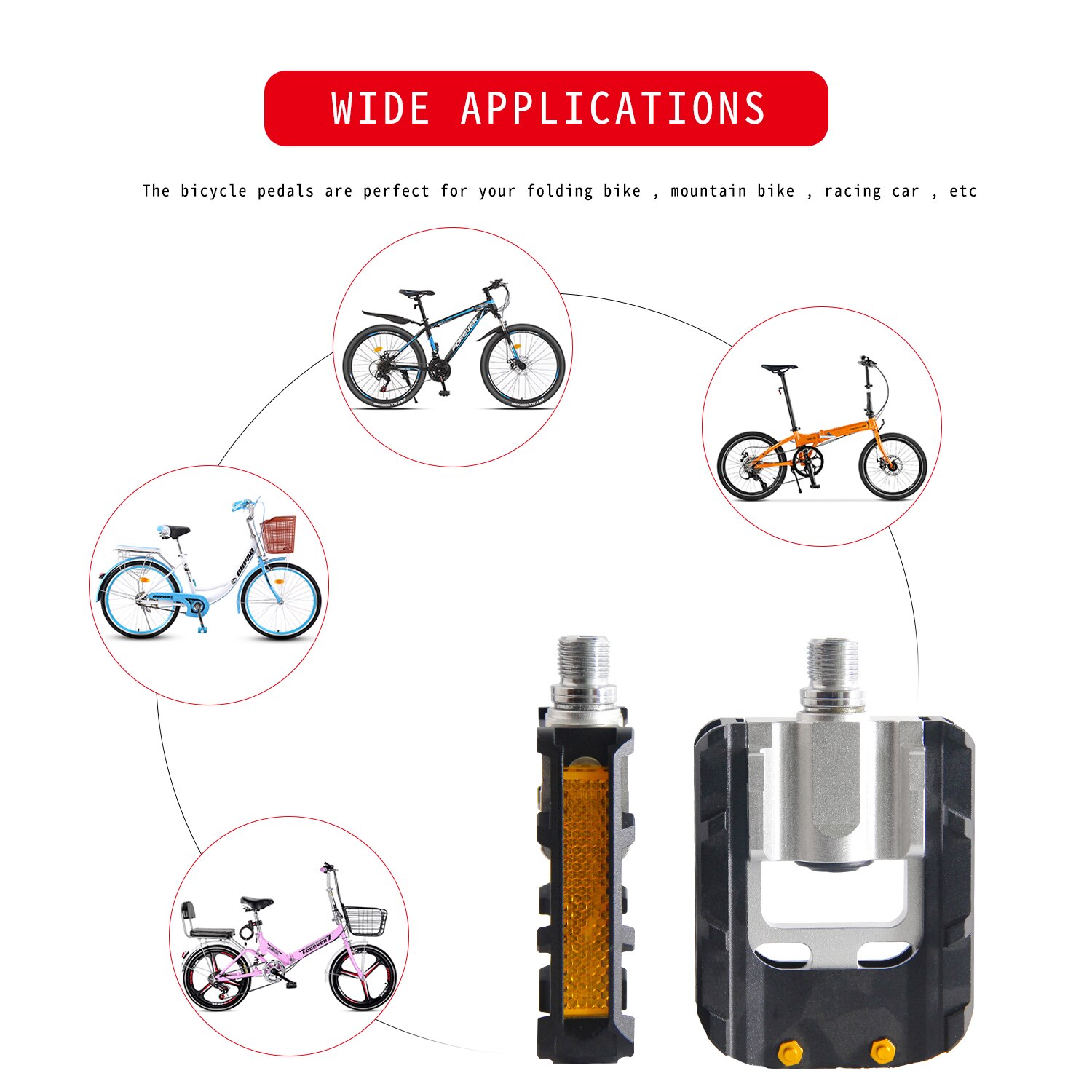 KOOTU Fahrrad Faltbare Pedale Anti-Schleudern Universal- Aluminium Pedale 9/16 Faltbare Pedal für Mountainbike Faltrad Rennrad