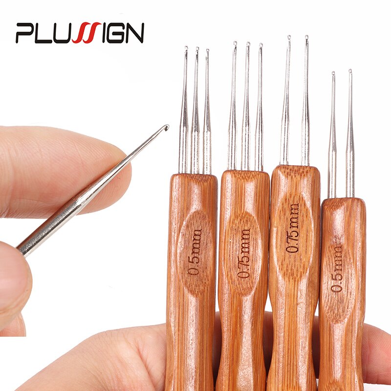 Plussign-agujas de ganchillo para Dreadlock, herramienta para trenza artesanal, gancho de ganchillo para rastas, 0,5 Mm, 0,75 Mm