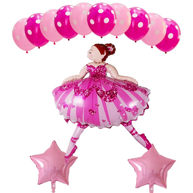 13Pcs 104*66Cm Shiny Ballerina Meisje Folie Ballonnen Set Balletdanser Helium Globos Meisjes Gelukkige Verjaardag Party decoratie Benodigdheden