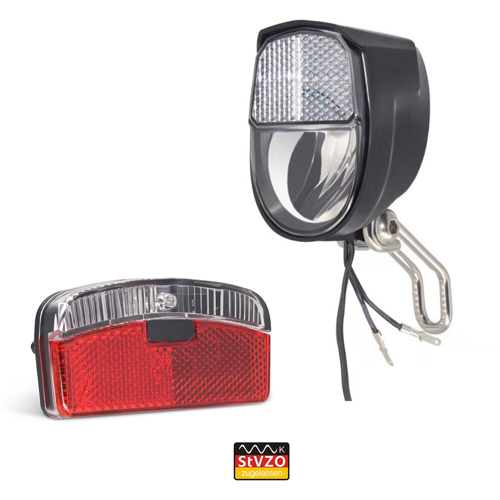 Onature bijgewerkt dynamo fiets licht set met parking light koplamp hebben connector voor achterlicht LED fiets dynamo light: Front and rear light