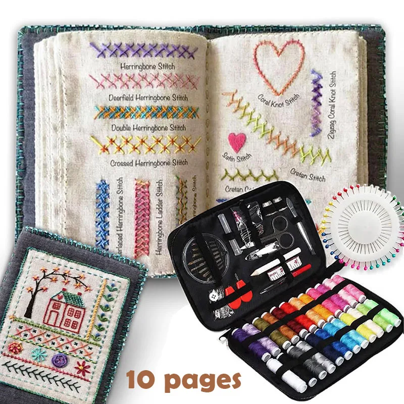 Libro de costura, entusiastas y principiantes, libro de instrucciones de bordado para kit de costura DIY, libro de puntadas de bordado: Marfíl