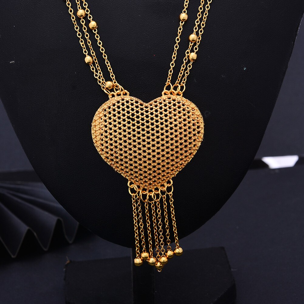 Wedding Bijoux Desigh AFraic Bangles/Earrings/Pendant/Necklace Gold Color Heart Jewelry Set For Women