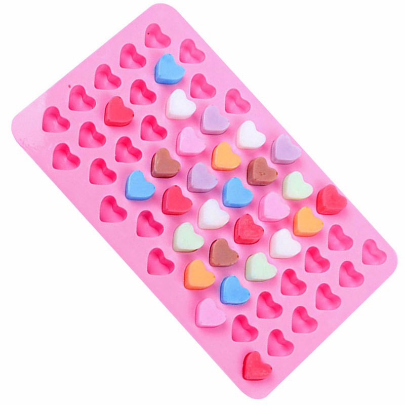 Molde de silicona en forma de corazón pequeño para pasteles, moldes de repostería de Chocolate, decoración para hornear DIY, molde de epoxi de cristal de cubitos de hielo de cocina, 55