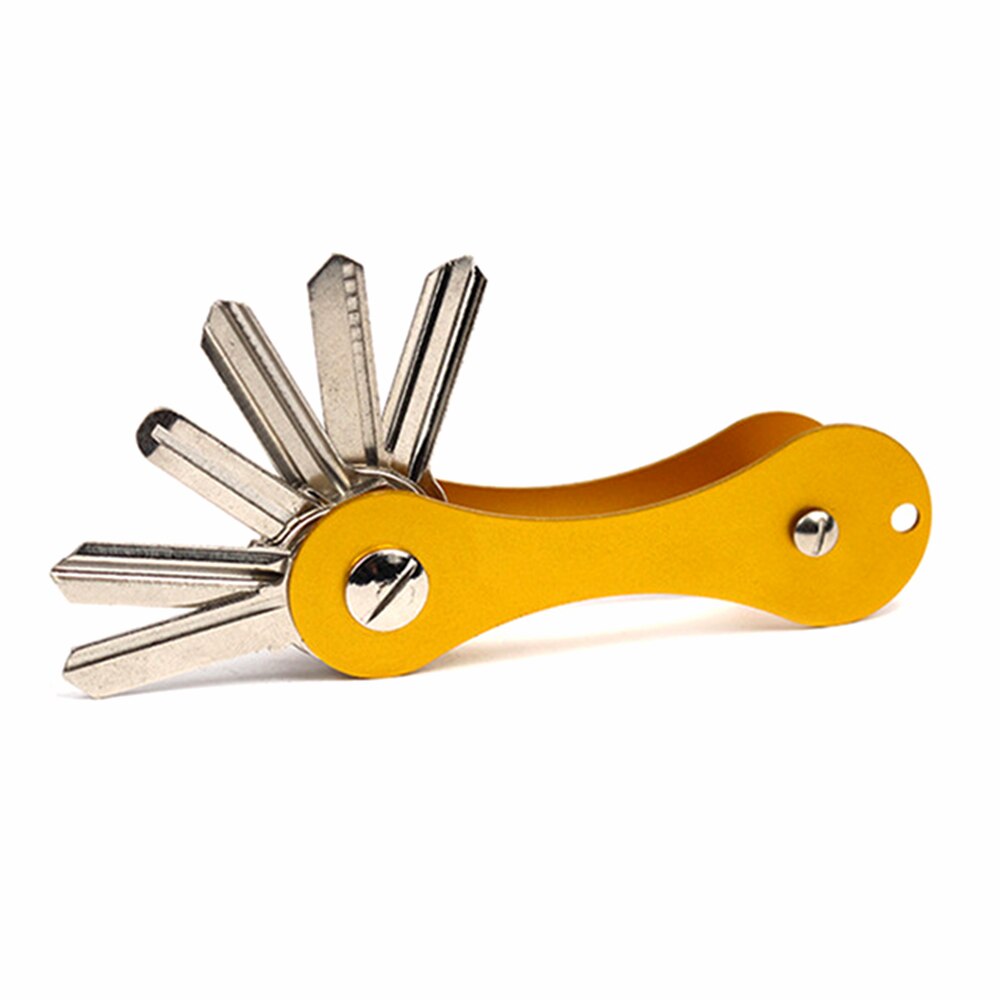 Llavero inteligente de aluminio para el coche, organizador con Clip, carpeta, bolsillo, llavero, BILLETERA, anillo, ama de llaves: Amarillo