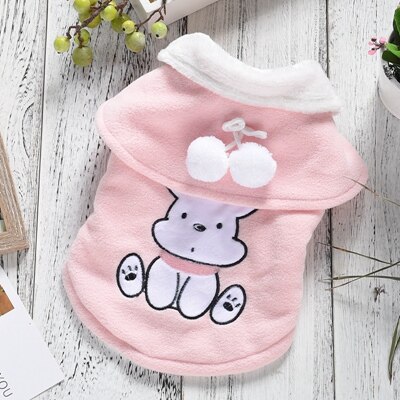 Vestes d'animaux en lapin mignon pour fille et garçon, costumes d'hiver de princesse verte rose, costumes chauds pour Chihuahua Yorkshire: Pink / XL