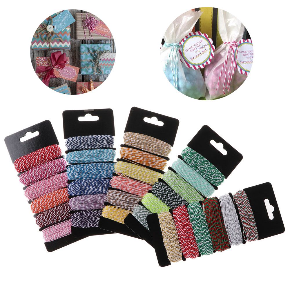 Corde de ficelle en coton Double couleur mixte 4 plis, pour emballage , bricolage, Scrapbooking, décoration de fête d'anniversaire et de mariage,