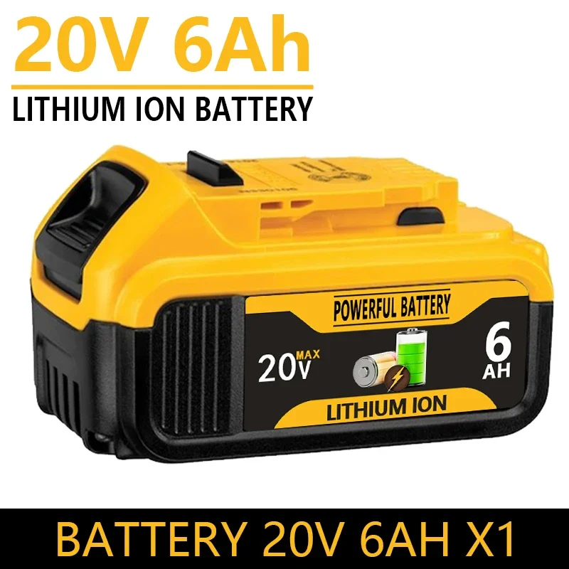 For Dewalt 20V 6Ah MAX Power Tools Replacement Battery DCB180 DCB185 DCB184 DCB200 DCB203 Rechargeable Lithium-ion Battery: Gold