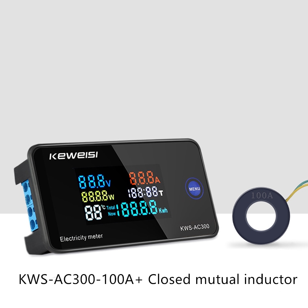 Voltmètre numérique kws -ac300, compteur d'énergie à  ac 50-300v led, wattmètre ca, compteur électrique avec fonction de réinitialisation, 0-100a 40%  off